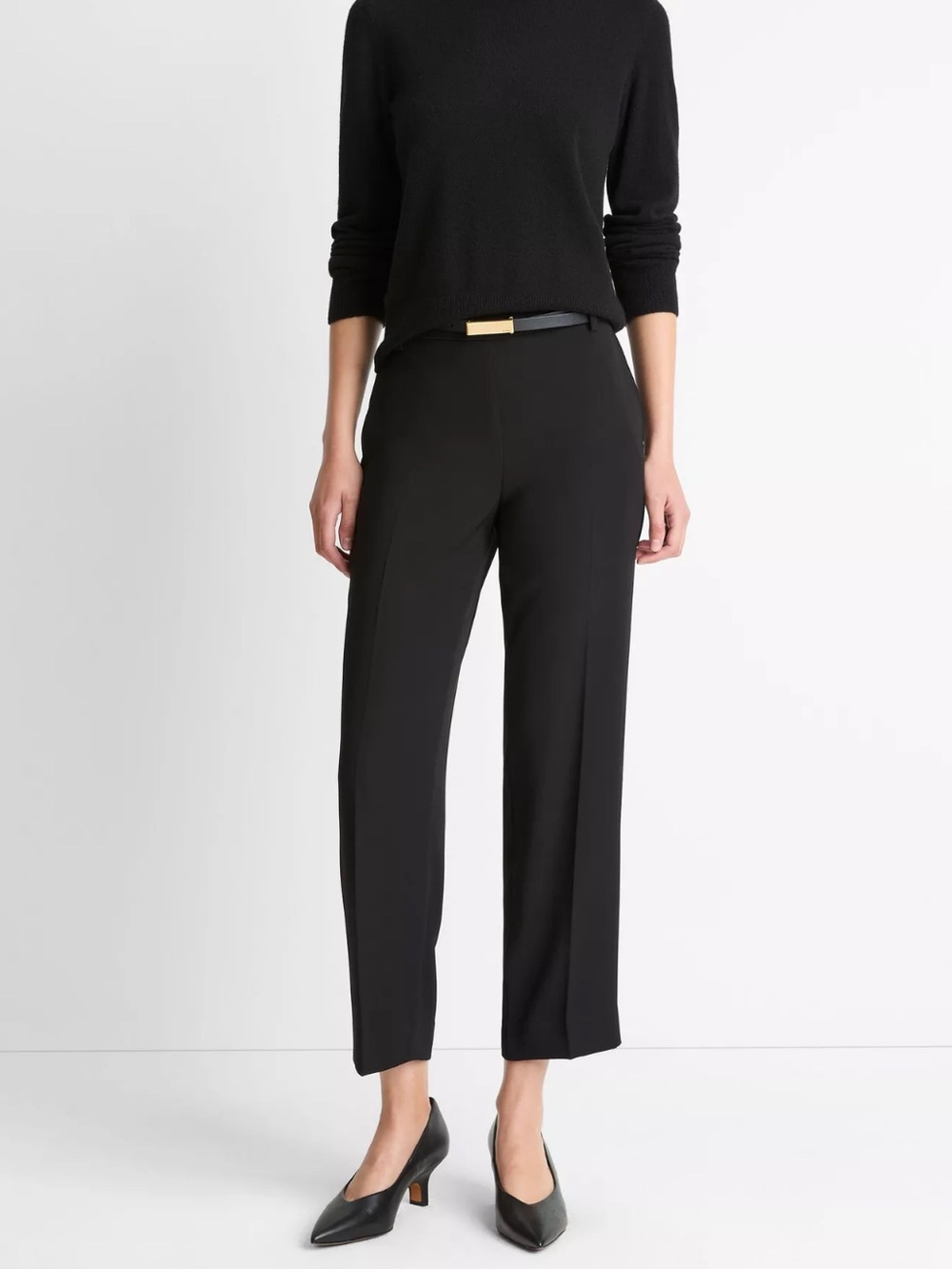 Vince Crepe Tapered Pull-On Pant Black Large